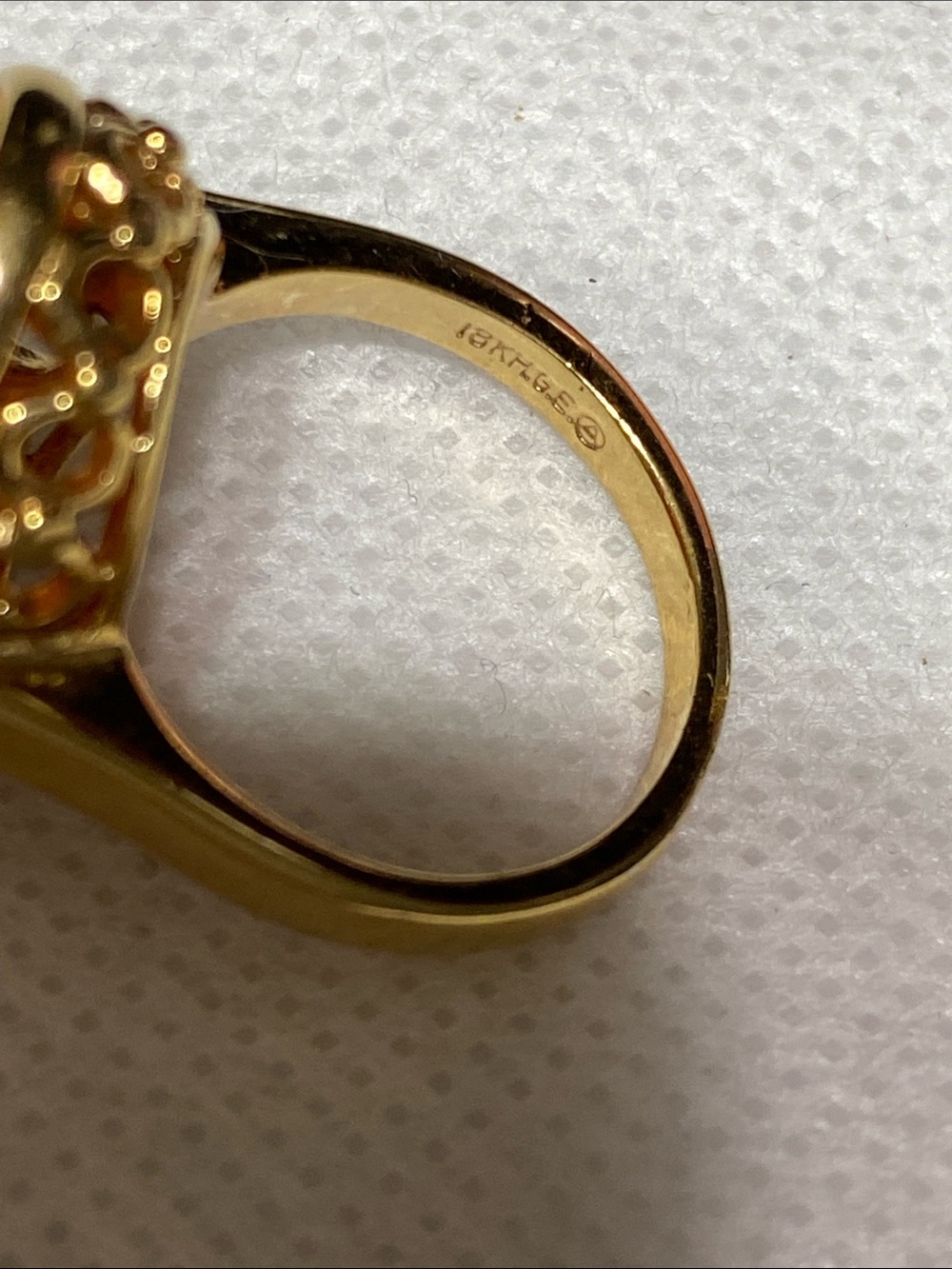 Gold tone & Cameo ring 18K HGE 7 1/2 - Picture 6 of 9